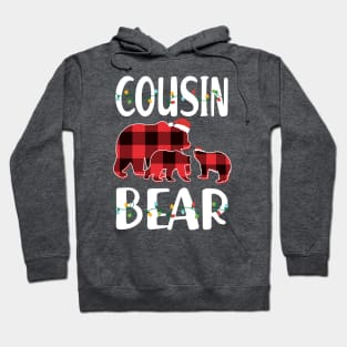 Cousin Bear Red Plaid Christmas Pajama Matching Family Gift Hoodie